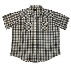 Plains Western Shirt Mens 2X Big Man Pearl Snap Button Plaid Short Sleeve Yoke